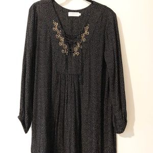 Long Sleeved Black Dress with Gold Details